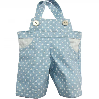 Dungarees White/Blue Dots